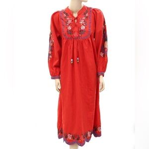 Farm Rio Red Embroidered Pineapple Dress Size XS